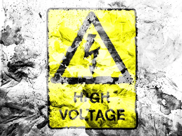 High voltage sign painted dirty and grungy paper — Stock Photo, Image