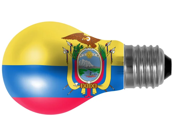Ecuador Flagge auf Glühbirne gemalt — Stockfoto