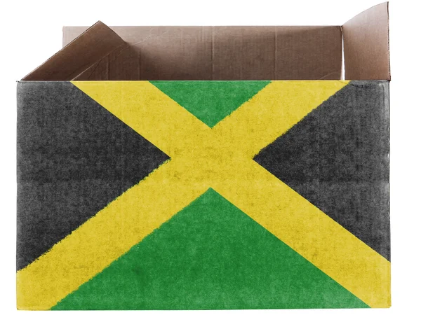 Jamaica flag painted on carton box or package — Stock Photo, Image