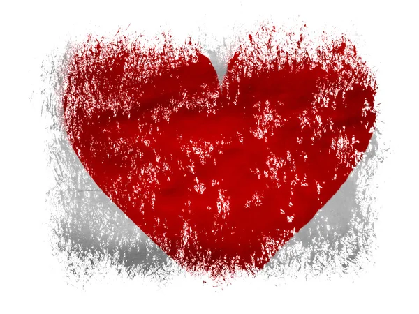 Κόκκινη καρδιά σύμβολο, ζωγραφισμένη στη σε άσπρο φόντο — Φωτογραφία Αρχείου