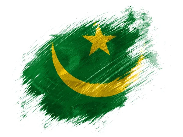 Bandeira da Maurícia pintada com pincel sobre fundo branco — Fotografia de Stock