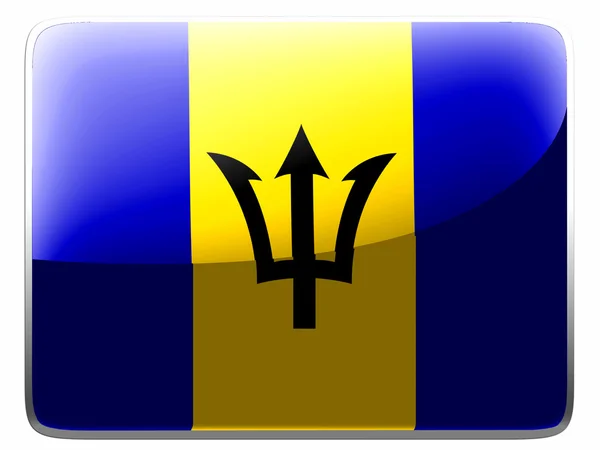 Barbados. Barbados vlag geschilderd op vierkante interface pictogram — Stockfoto