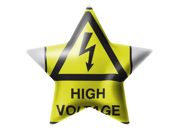 High voltage sign drawn at. Glossy star — Stock Photo, Image