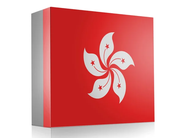 Hong-hong flagga på ikonen för vit ruta — Stockfoto