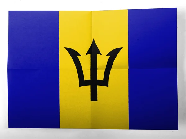 La Barbade. Drapeau barbadien peint sur une simple feuille de papier — Photo