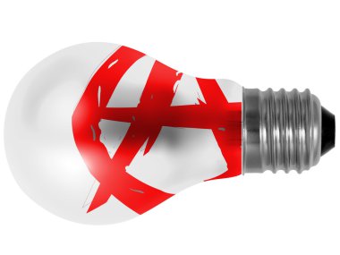 Anarchy symbol painted n painted on lightbulb clipart