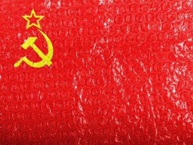 Sovyetler Birliği bayrağı bubblewrap üzerinde boya boyalı