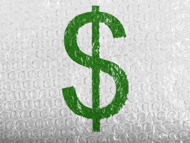 dolar işareti bubblewrap üzerinde boya boyalı