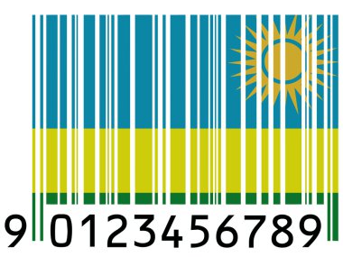 Ruanda flag painted on barcode surface clipart