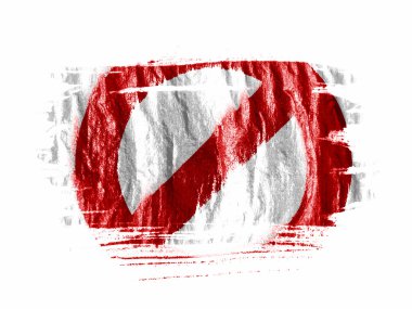 yasak işareti ile ıslak beyaz kağıt üzerine suluboya boya boyalı