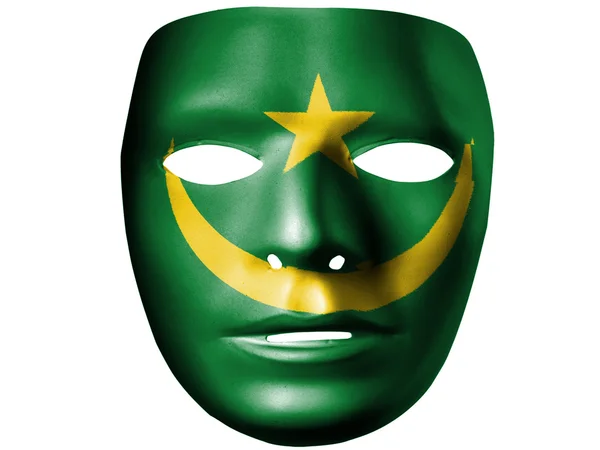 Флаг Маврикия нарисован на театральной пластиковой маске — стоковое фото