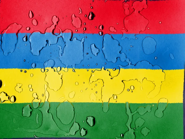 Mauritánská vlajka pokryté kapkami vody — Stock fotografie