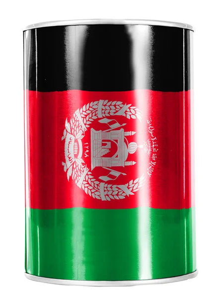 Afghanistan flag painted on shiny tin can — Stock Photo, Image