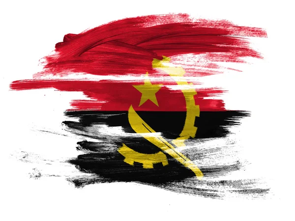 Angola. Bandeira angolana pintada na superfície branca — Fotografia de Stock