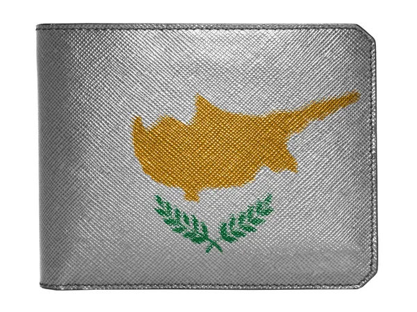 Zypern-Flagge auf Ledergeldbörse gemalt auf Ledergeldbörse gemalt — Stockfoto
