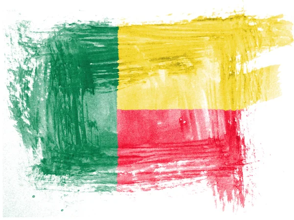 Benin. Bandiera Benini dipinta ad acquerello su carta — Foto Stock