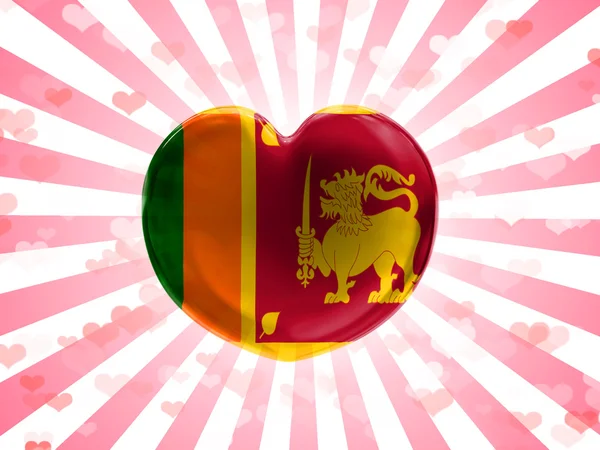 Drapeau Sri Lanka peint sur coeur de verre sur fond dépouillé — Photo