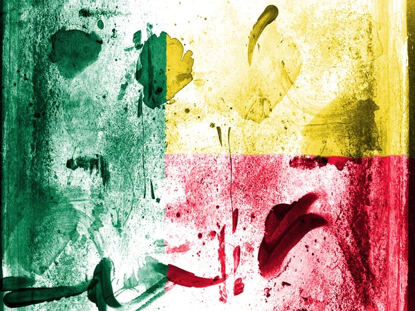 Benin. Bandera Benini pintada en pared grunge — Foto de Stock