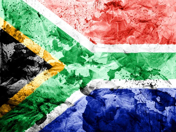 Bandera sudafricana pintada de papel sucio y gruñón — Foto de Stock