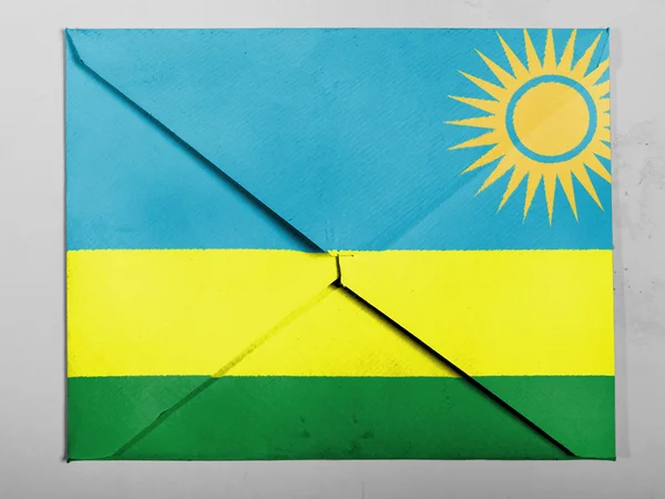 Drapeau Ruanda peint sur enveloppe grise — Photo