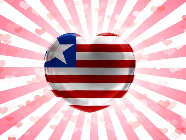 Liberia. Liberias flagga målat på glas hjärta på avskalade bakgrund — Stockfoto
