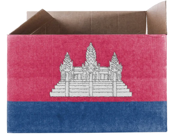 Σημαία της Καμπότζης ζωγραφισμένο σε χαρτοκιβώτιο ή πακέτο — Φωτογραφία Αρχείου