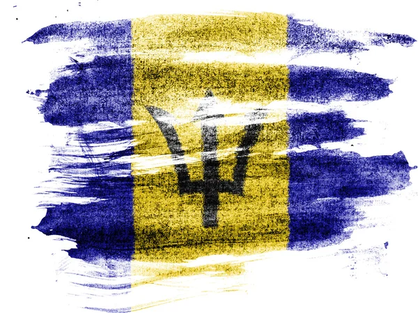 Barbados. Barbadosi zászló festett papír, színes Faszéngyártás — Stock Fotó
