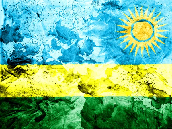 Ruanda flag painted dirty and grungy paper — Stock Photo, Image