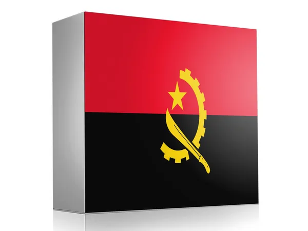 Angola. Bandeira angolana no ícone da caixa branca — Fotografia de Stock