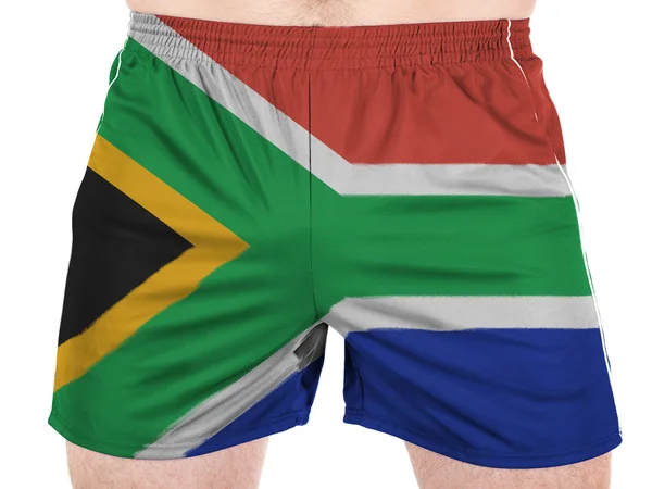 Bandiera sudafricana dipinta su camicie sportive — Foto Stock