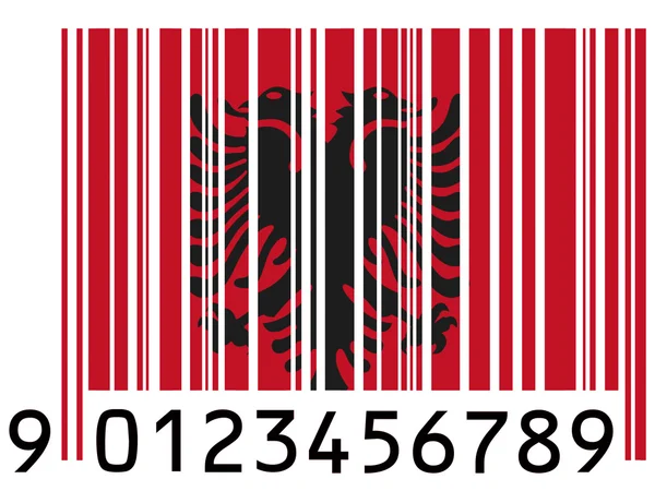 Albania. Bandiera albanese dipinta sulla superficie del codice a barre — Foto Stock