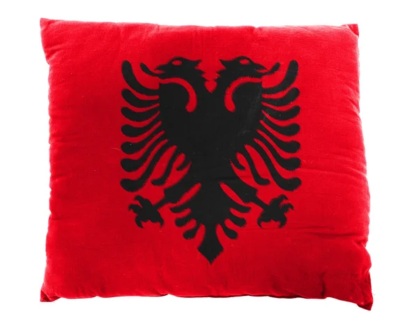 Albania. Albanian flag painted on pillow — Stock Photo, Image