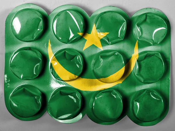 Mauritius flag painted on tablets or pills — Stock Photo, Image