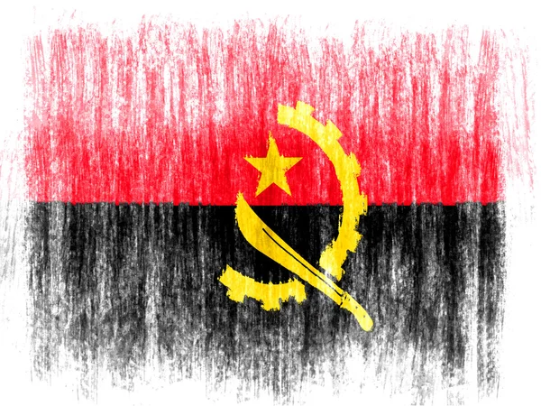 Angola. renkli boya kalemi ile beyaz zemin üzerine çizilmiş Angola bayrağı — Stok fotoğraf