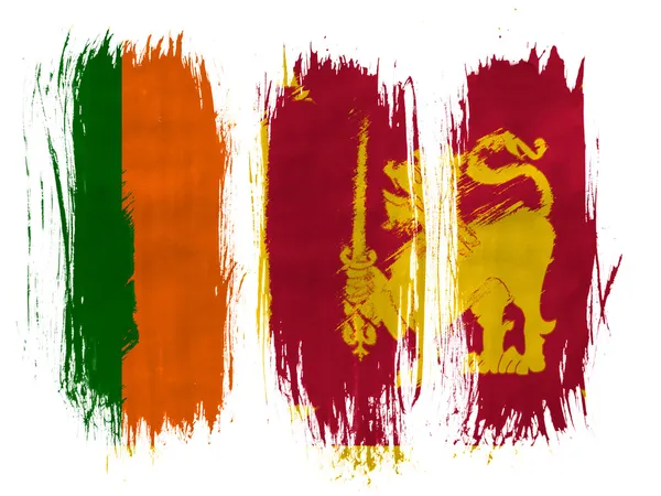 Sri Lanka flag painted with 3 vertical brush strokes on white background — Zdjęcie stockowe