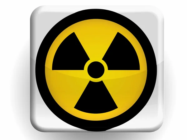 Nucleaire straling symbool geschilderd op glanzende pictogram — Stockfoto