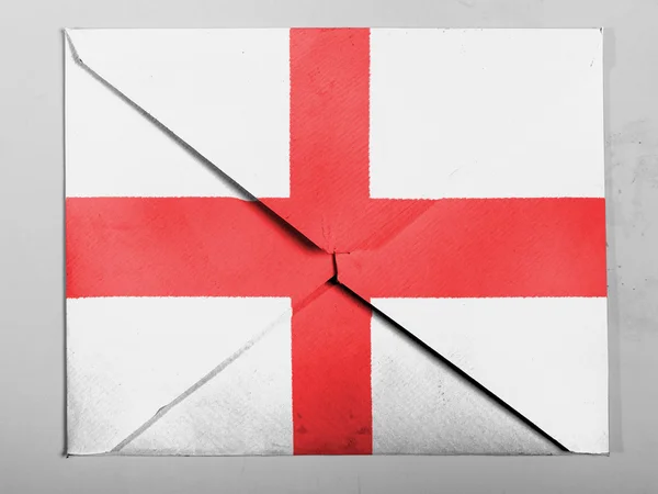 İngiltere'de. İngiliz bayrağı gri zarfın üzerine boyalı — Stok fotoğraf