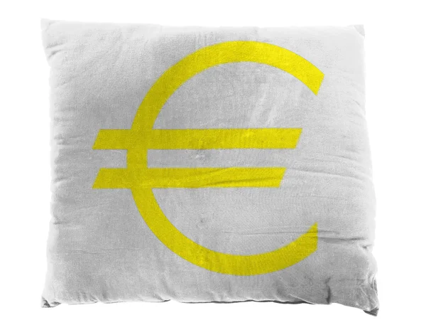 Euro currency sign painted on pillow — Stock Photo, Image