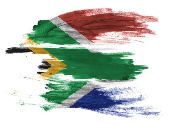 Bandiera sudafricana dipinta su superficie bianca — Foto Stock