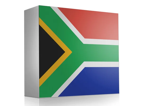 South African flag on white box icon — Stock Photo, Image