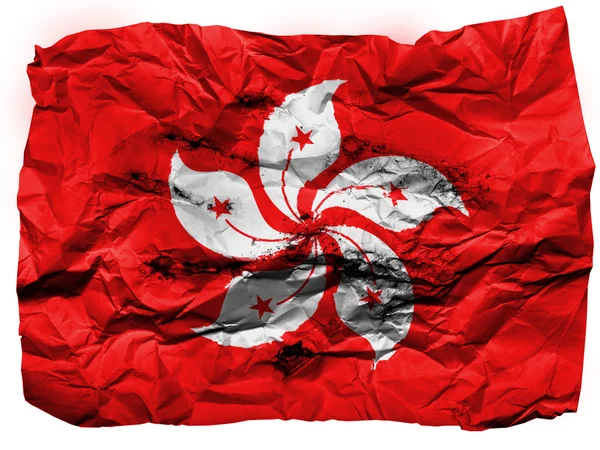 Hong-hong flag painted on crumpled paper — Stock Photo, Image