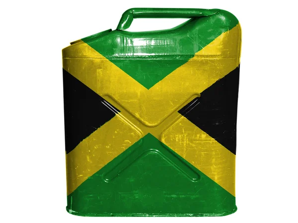 Jamaikan lippu maalattu bensiinipurkissa tai kaasukanisteri — kuvapankkivalokuva