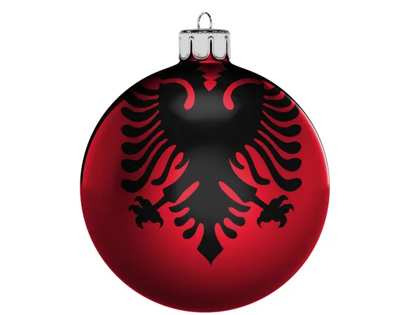 Albânia. Bandeira albanesa em um Natal, x-mas brinquedo — Fotografia de Stock
