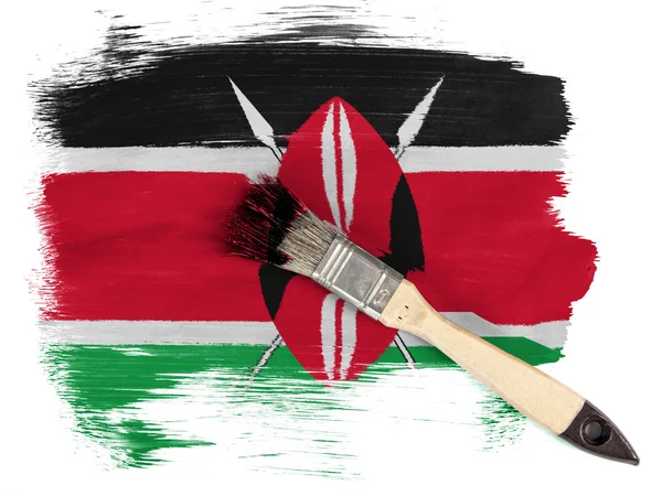 Kenya flag painted with brush over it — Stock Photo, Image