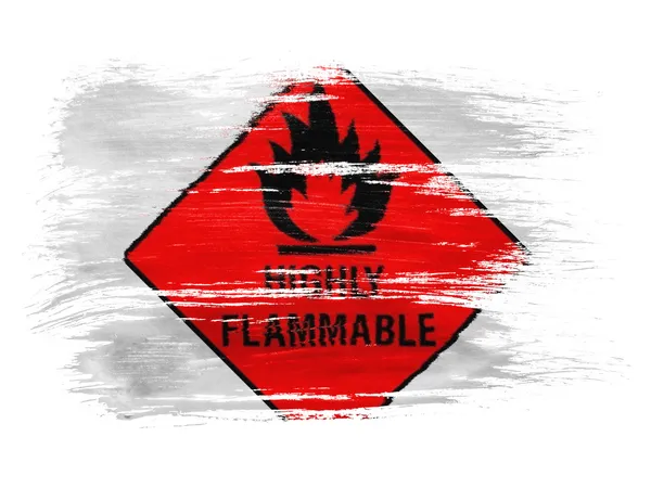 Highly flammable sign drawn on on white background — Stock Photo, Image