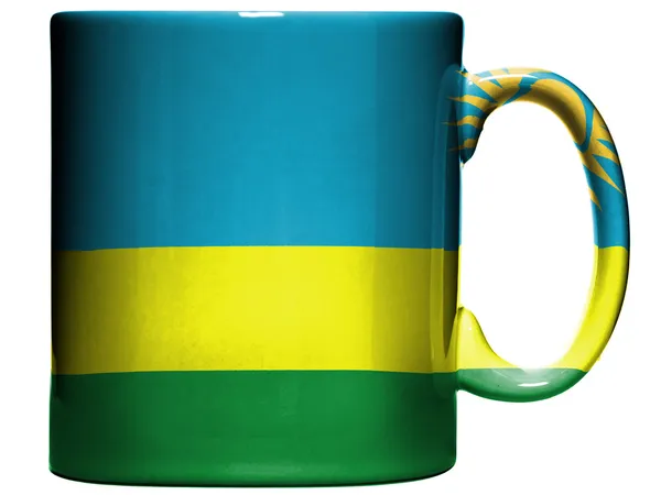 Bandera de Ruanda pintada en taza o taza de café — Foto de Stock