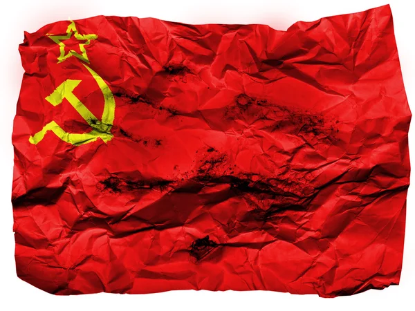 Bandeira da URSS pintada sobre papel amassado — Fotografia de Stock