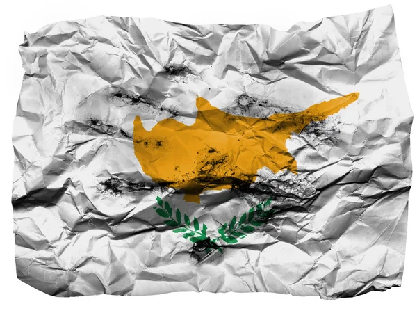 Cyprus flag painted on crumpled paper — Stock Photo, Image