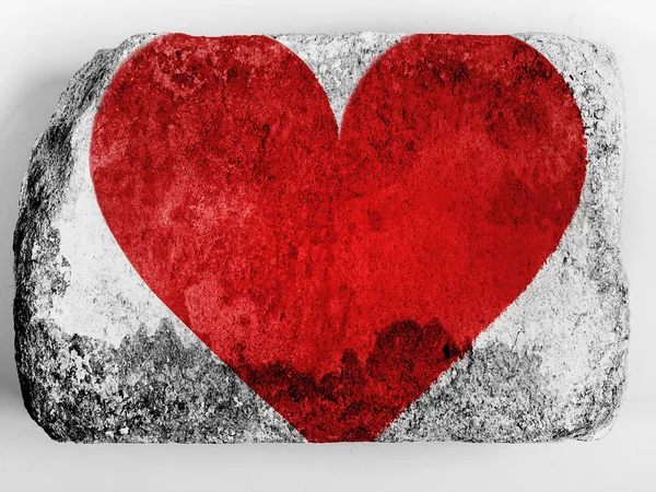 Red Heart symbol painted on painted on brick — Stock Photo, Image