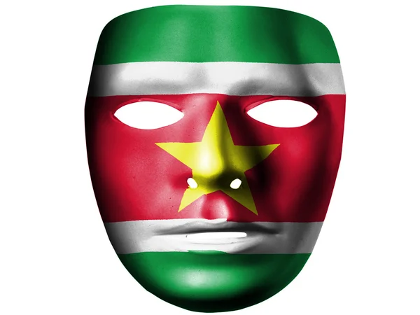 Bandera de Suriname pintada en la máscara de plástico del teatro —  Fotos de Stock
